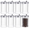 Mimorou 8 Pcs Glass Sugar Shaker Pourer Dispenser 12 oz Retro Style Sugar Pour Dispenser Container Vintage Glass Jar with Stainless Steel Lid for Cof