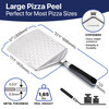 KitchenStar Perforated Pizza Peel 12 inch with 10 inch Folding Handle, Medium - Stainless Steel Spatula Paddle for Effortless Pizza Transfer & Easy S