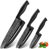 Gourmetop Kitchen Knife Set with Cover 3 Pcs, Black Chef Knife Set for Cooking, Sharp Kitchen Knives with Sheath, 8'' Chef Knife, 5'' Utility, 3.5''