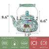 Pumtus 2.6 Quart Floral Enamel Tea Kettle, Vintage Enameled Teapot Stovetop, Enamel on Steel Water Coffee Tea Pot with Ceramic Handle, Colorful Hot W
