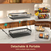 Sevenblue 2 Tier Large Fruit Basket for Kitchen Counter with 2 Mobile Banana Hangers, 2026 Pro Detachable Metal Fruit Bowl with Wooden Handle, Fruit