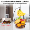 Livabber Countertop Fruit Basket Bowl with Banana Hanger, Modern Standing Fruit Vegetable Bowl Storage, with Banana Tree Holder for Kitchen Dinning T