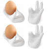 vibedor 4 Pcs Creative Ceramic Egg Stands, Porcelain Egg Holders Hand Shaped Egg Cups Holder for Hard Boiled Eggs in Living Room, Restaurant and Dini