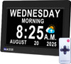 MASSII Dementia Voice-Talking Clock with Date and Time, 20 Alarms Custom Reminder, Sleep Trainer, Large Numbers, Auto DST, Night Dimmer, Calendar Clo