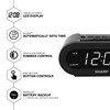 Sharp Digital Alarm with AccuSet - Automatic Smart Clock, Never Needs Setting (Midnight Black-White LED)