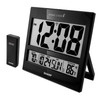 Sharp Atomic Clock - Never Needs Setting! - Jumbo 3" Easy to Read Numbers - Indoor/Outdoor Temperature Display with Wireless Outdoor Sensor - Gloss B