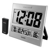 Sharp Atomic Clock - Atomic Accuracy - Never Needs Setting! -Silver Tech Style - Jumbo 3" Easy to Read Numbers - Indoor/Outdoor Temperature Display w