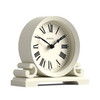 JONES CLOCKS® Saloon Mantel Clock | Small Traditional Double Scroll Design | Pale Cream | Roman Numerals | Classic Style for Desk, Table, Shelf or Be