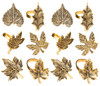 ALPHA Living HOME Rustic Napkin Rings Set of 12 - Elegant Leaf Napkin Holders for Dining Table, Wedding, Party, Holiday & Everyday Use - Handmade Dec