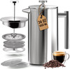 Utopia Kitchen 304 Grade Stainless Steel French Press Coffee Maker 34 Oz, Double Wall Insulated Coffee Press with 4-Level Filtration System, Include