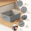 MaxGear Organization and Storage 3 Packs, Plastic Bins Organizer Bins, Woven Baskets for Storage, Plastic Baskets with Handles, Grey Basket for Organ