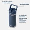 YETI Rambler 18 oz Bottle, Vacuum Insulated, Stainless Steel with Straw Cap, Navy