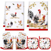 Bencailor 6 Pcs Rooster Kitchen Towels Pot Holders and Oven Mitts Set Chicken Dish Towel Farm Heat Resistant Oven Gloves for Summer Kitchen Decor Coo