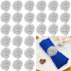 Geiserailie 6 Pcs Silver Napkin Rings Flower Crystal Bling Rhinestone Rings Floral Rhinestone Napkin Holders for Wedding Birthday Party Dinner Home T