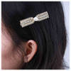 Allereyae Vintage Crystal Pearl Bow Hair Clip Barrette Rhinestone Pearl Hair Barrette Faux Pearl Head Clip Headwear Barrette Gold Pearl Hair Accessor