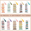 50 Pcs Book Tracker Bookmarks 6. 3 x 2. 2 Inch Bookshelf Design Page Markers Bookmarks with Tassel Book Lovers Gift Double Sided Cute Tracker for Bac
