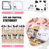 Crtiin 82 Pcs Cute Cow Gift Set Kawaii Retractable Black Ink Pens Milk Correction Tape Cow Paperclip Bookmarks Sticky Notes Stickers for Christmas Of
