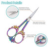 Vintage Stainless Steel Scissors - Small Sewing & Crochet Scissors for Needlework Craft & Art Work - Manual DIY Tool with PU Leather Sheath (Rainbow)