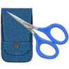3 Swords Germany - Embroidery Scissors, Shears for Art Work, Daily Use in Household, Sewing, Art Work, Craft with Synthetic Leather case - blue/blue