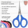 3 Swords Germany - Embroidery Scissors, Shears for Art Work, Daily Use in Household, Sewing, Art Work, Craft with Synthetic Leather case - blue/blue