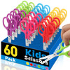 BURVAGY 60Pack 5" Small School Student Blunt Craft Kids Scissors, Sharp Stainless Steel Blades Safety Comfort Grip Scissors for Kids Children Cutting