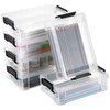 BTSKY 6 Pack Extra Large Capacity Plastic Pencil Box Stackable Clear Pencil Case Crayon Box Office Art Supplies Storage Organizer Boxes for Gel Pens