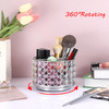 Hipiwe Crystal Vanity Organizer Makeup Brush Holder- 360 Rotating Cosmetic Brushes Display Organizers Spinning Remote Control Holder Bathroom Storage