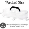 Acshio 4 Pack Long Plastic Pencil Box, Stackable Trading Playing Card Storage Organizer Box with Handle, Clear Home Utility Art Crafts Supplies Boxes