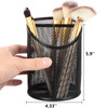 MINDEPOT 2 Pack Mesh Pencil Holder Pen Cup for Desk Round Black Pen Holder Desktop Pen Organizer 3 Compartments Pencil Organizer Desk Organizer for O