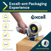 Excell Safeguard Packing Tape Dispenser with 1 Roll Transparent Tape, 2 Inch Wide Tape Gun with Pushflap Technology for Effortless Packaging, Box & C