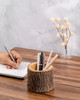 Mie Creations Rustic Wood Pencil Cup Pen Holder for Table, Vintage Antique Wooden Office Desktop Stationary Organizer, Cute Retro Desk Accessories, F