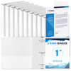Henoyso 12 Pcs 1 Inch 3 Ring Flexible Poly Binders Bulk, White Plastic Telescoping 3 Ring Binder with Clear Front Cover and 2 Inner Pockets, Holds 24