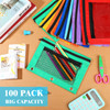 Zhehao 100 Pcs Zipper Binder Pencil Pouches:3 Ring Binder Pencil Pouches with Zipper Window Bulk Clear Pen Bags Case for Office School Classroom Supp