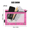 Pink Checkered Pencil Pouch for 3 Ring Binder 2 Pack Binder Pencil Pouches Zippered Clear Pencil Case Cosmetic Bag for Home Office College Supplies