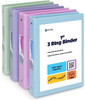 Enday 1 Inch Binder - 1 Inch 3 Ring Binder, Round Ring Pastel with Clear View Cover for Letter Size 8.5 x 11'' Paper & 2 Inside Pockets, for School S