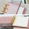 Koqye A7 Acrylic Notebook Binder 6 Ring, 2pcs Loose Leaf Personal Planner Binder 45 Sheets Refills Paper, Lay Flat Design, Gold Metal Round Ring(Rose