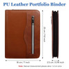 SAYEEC Leather Portfolio Notebook Binder with Calculator A5 6 Ring Refillable Budget Planner Binder Cover with Zipper Zippered Padfolio Organizer Bus