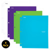 Five Star 2 Pocket Folders with Prong Fasteners, Folders with Pockets, Plastic, Teal, White, Purple, Lime, 4 Pack (38126)