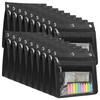 YoeeJob 18 Pack 1 Inch Expandable Zipper Pencil Pouches with Clear Window for 3 Ring Binder, Suitable for School & Office?Black?