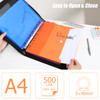 Uquelic Folio Document Organizer, 3 Ring Binder Folio with 12 Colour Pockects for Letter/A4 Size(11" x 8.5"), Portable Document Folder with Handle fo