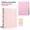 Pink 3 Ring 1 inch PU Leather Professional Binder Organizer with Dividers Suitable for 8.5 x 11 Letter Size Paper Cute Loose Leaf Binder with Pocket