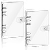 Zonon Clear A6 Binder Transparent Soft PVC 6 Ring Budget Binder Refillable Planner Cover Protector Snap Button Closure Loose Leaf Folder for School M
