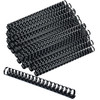 PERFORMORE Binding Combs - 100 Pack, 3/4" Diameter, 10.75" Overall Length, Black Plastic Binding Spines, 19 Rings, 150 Sheet Capacity - Ideal for Bus