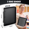 Teling 4 Pcs 1 Inch Black Zipper Binder with 3 Ring Zipper Binder, Refillable Plastic Clear File Organizer Planner for Projects, Assignments, Memos,