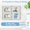 10 Pack Multi-Compartment Zippered Clear Binder Pocket Sleeves for 6 Ring A6 Binder - Divided Zipper Pouch Money Cash Saving Budget Binder Insert Ref