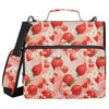 ALAZA Strawberries on Pink Marble Background Zipper Binder 1.5 inch 3 Ring Binder Organizer with Shoulder Strap and Handle for Home Office Work