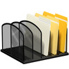 Gawerk Large Size Desk File Organizer, Metal Mesh Vertical Desktop File Holder, 5-Section file organizer for Desk Home Office Black