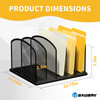 Gawerk Large Size Desk File Organizer, Metal Mesh Vertical Desktop File Holder, 5-Section file organizer for Desk Home Office Black