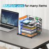 Reeplan 5-Tier Paper Organizer + File Holder + 4 Pen Holders, Desk Organizer Paper Letter Tray for Home, Office and School Supplies, Black