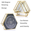 Hipiwe 360° Rotating Business Card Stand Holder 4 Slots Gold Glass Name Card Display Stand Vintage Mirrored Business Cards Organizer for Office Recep